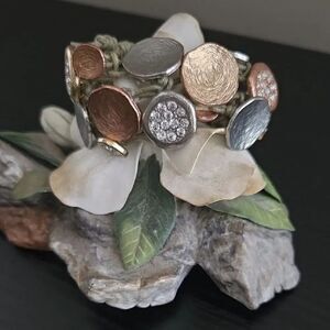 Estate Vintage Mixed Metal Bracelet with Crystal Accents
